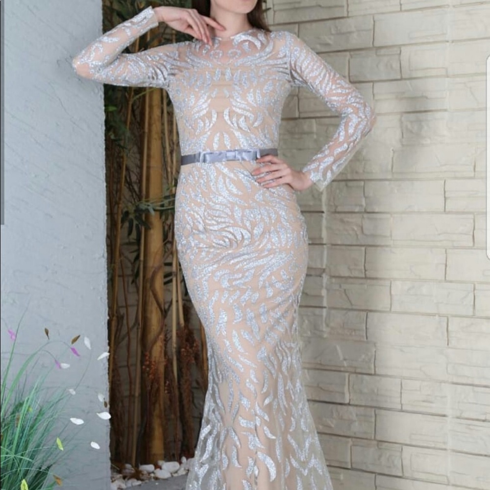 Silver sparkly evening dress NWT